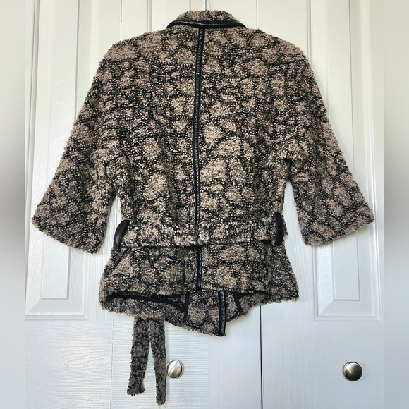 DIESEL Made In Italy Wrap Front, Tie Waist Blazer Jacket, Brown Black Size M - Picture 2 of 13